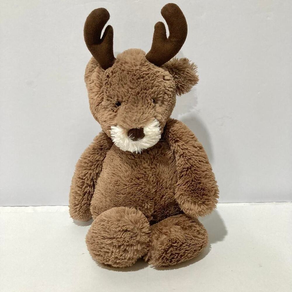 Jellycat Medium Bashful Reindeer Plush Brown White Stuffed Animal 12" deer